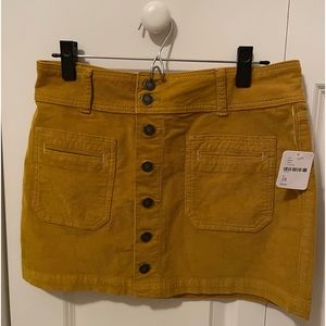 Free People Corduroy Skirt - Mustard Yellow